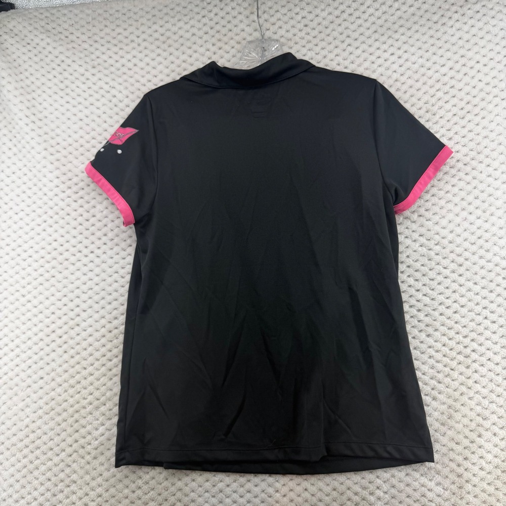 IZOD Golf Polo Women Medium Black Pink Novelty Graphic Quarter Zip Cool FX Shirt - Picture 8 of 8